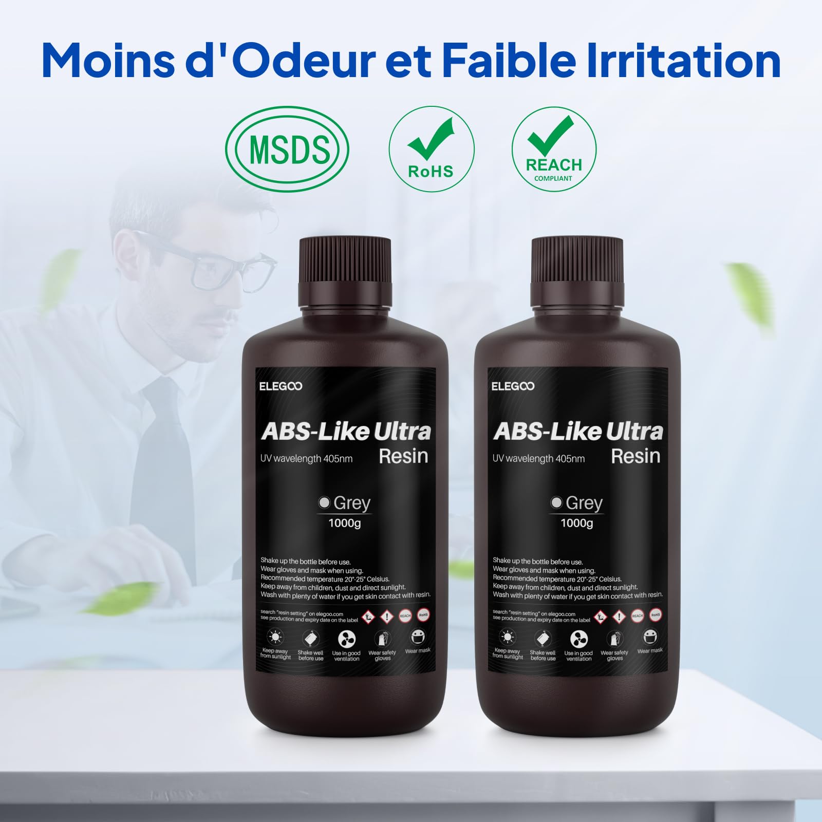 ELEGOO Résine Néon ABS-Like Ultra Haute Ténacité Haute Précision Imprimante 3D LCD MSLA DLP UV 405nm Résine Photopolymère, Rose Pêche 2kg