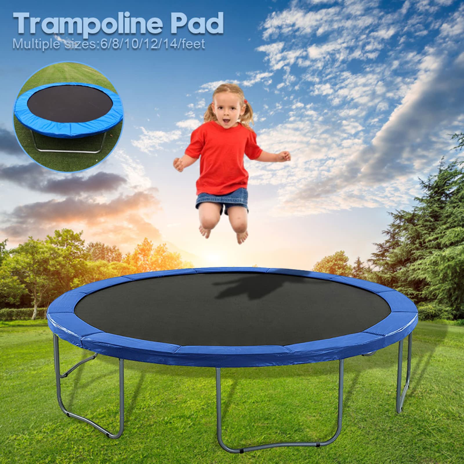 Zapasowa mata bezpieczeństwa do trampoliny do trampolin o długości 1,8 m - 4,9 m, odporna na promieniowanie UV, odporna na rozdarcie, wodoodporna trampolina sprężyny do bezpiecznego skakania