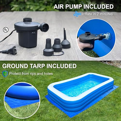 Miniatura 2 de Piscina inflable para adultos de 10 x 6 pies, paquete (lona de tierra y bomba eléctrica incluidas), fácil instalación