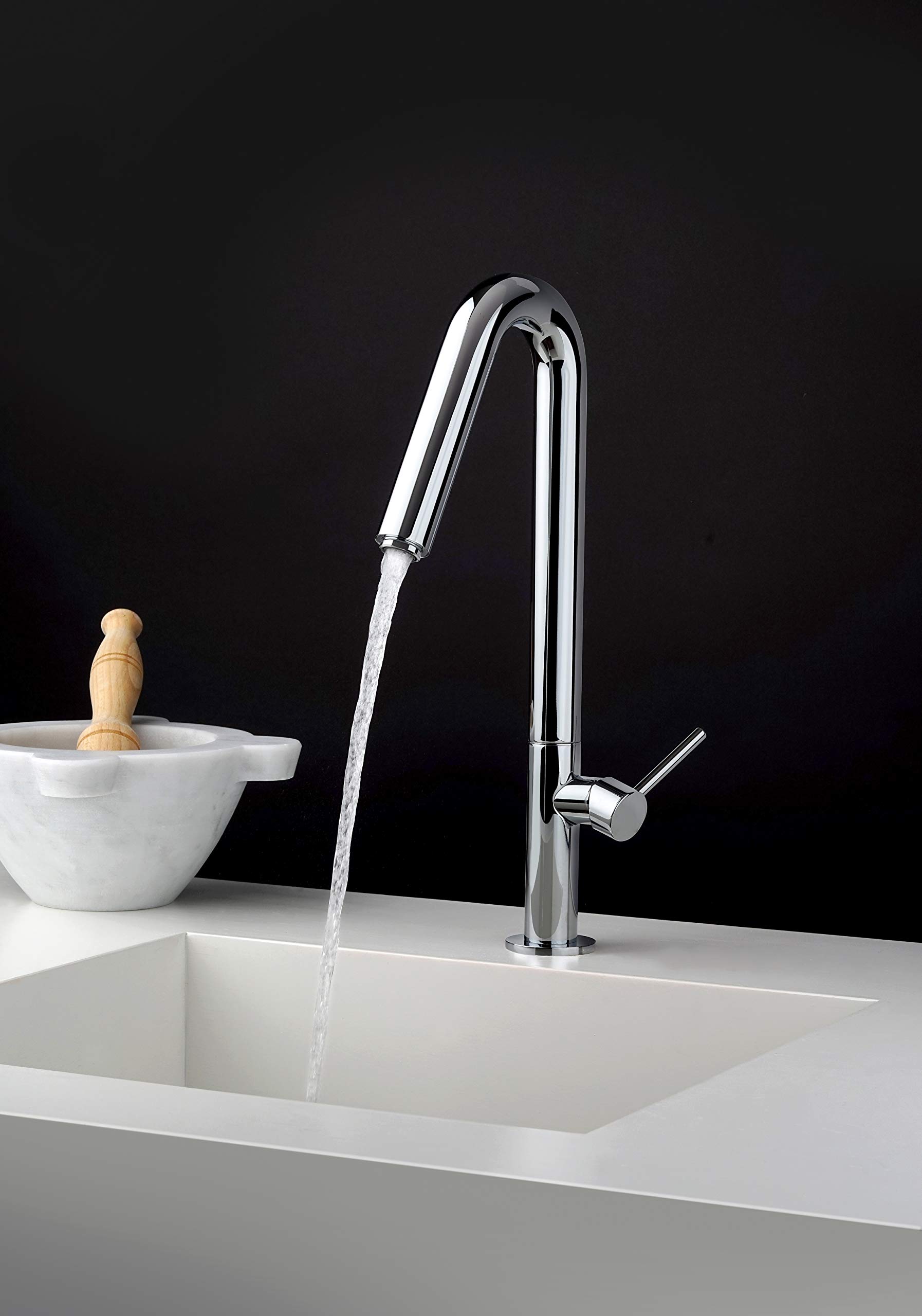 Paini – Rubinetto Miscelatore Monocomando Cucina, Lavello, Cromato, Canna alta, Design moderno, interamente prodotto e lavorato in Italia
