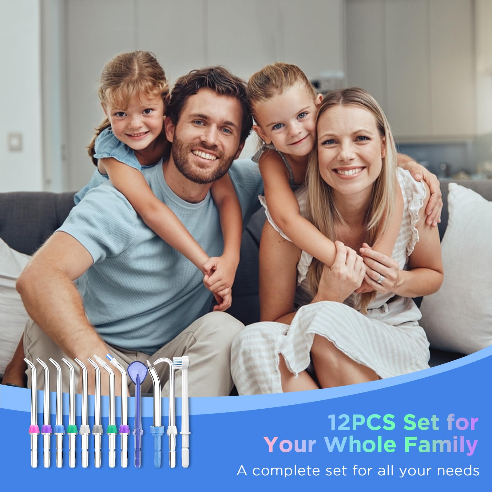 Para cabezales de repuesto Waterpik, 12 púas de repuesto para hilo dental de agua (6 puntas clásicas de chorro + otras 6 puntas diferentes)