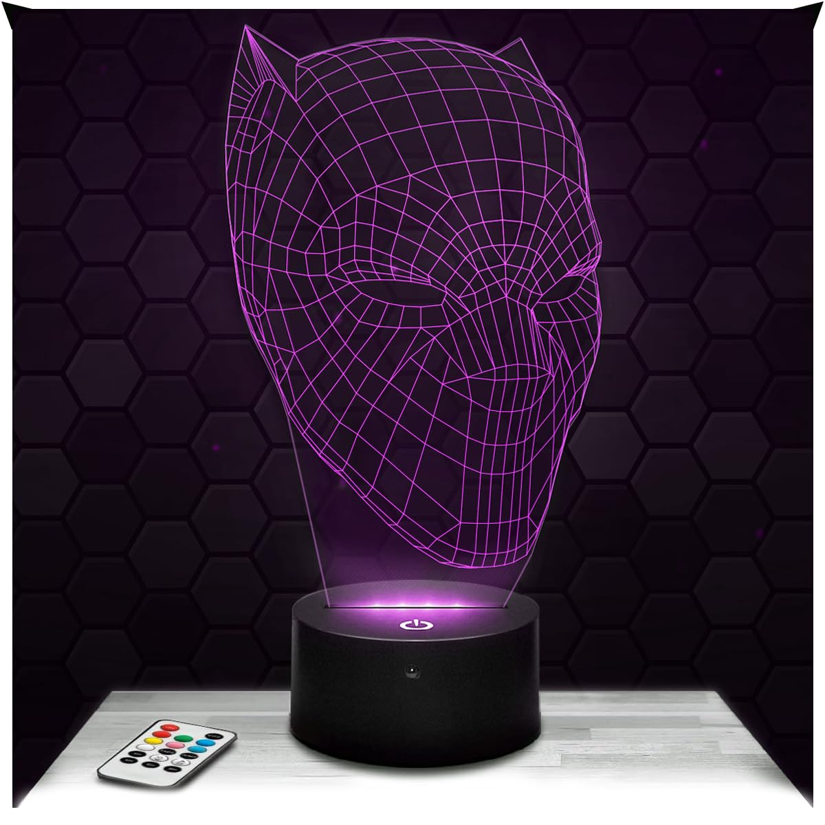 Lampephoto.fr - Black PaN. Mask 3D Lamp, Night Light 3D LED Illusion Lamp, Christmas Birthday Gift idea for Boys and Girls Night Light for Child or Adult Bedroom, Gifts Merchandising TOP
