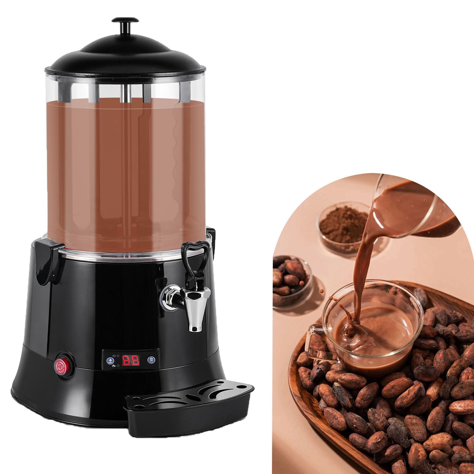 SENJINGHUA Hot Chocolate Machine, 10L Commercial Hot Chocolate Maker Great Temperature Control Hot Beverage Warmer, Hot Chocolate Dispenser Warmer Machine for Heating Chocolate Coffee Milk tea,10L