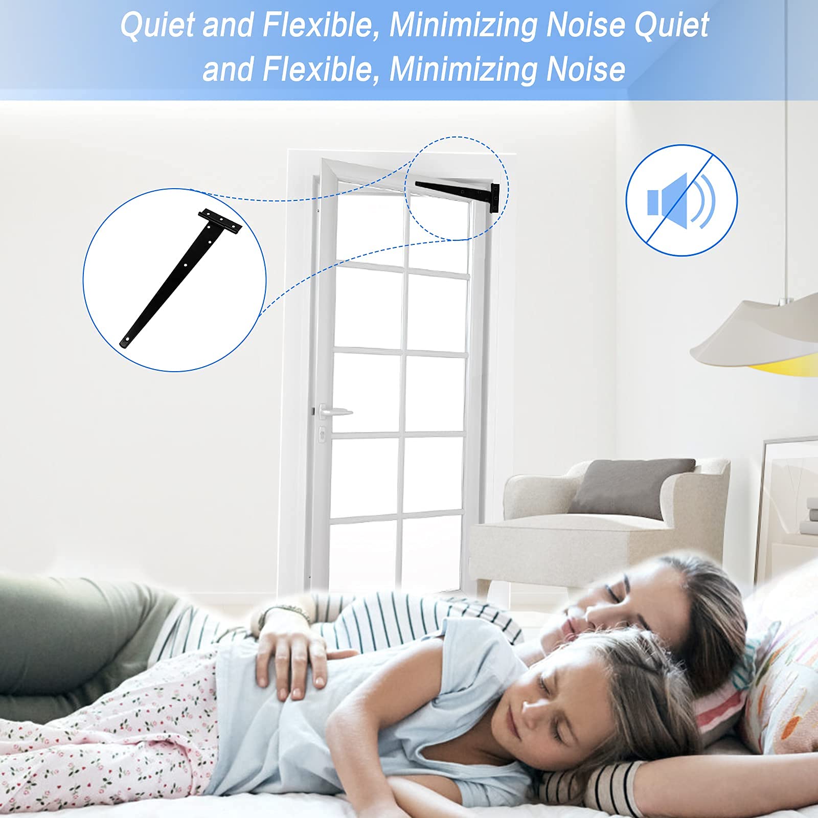 2 Piezas Bisagra T Negra Resistente de Madera, 12 Pulgadas en Zinc para Cocina, Ventanas, Vallas, Cobertizos y Puertas - Con 20 Tornillos