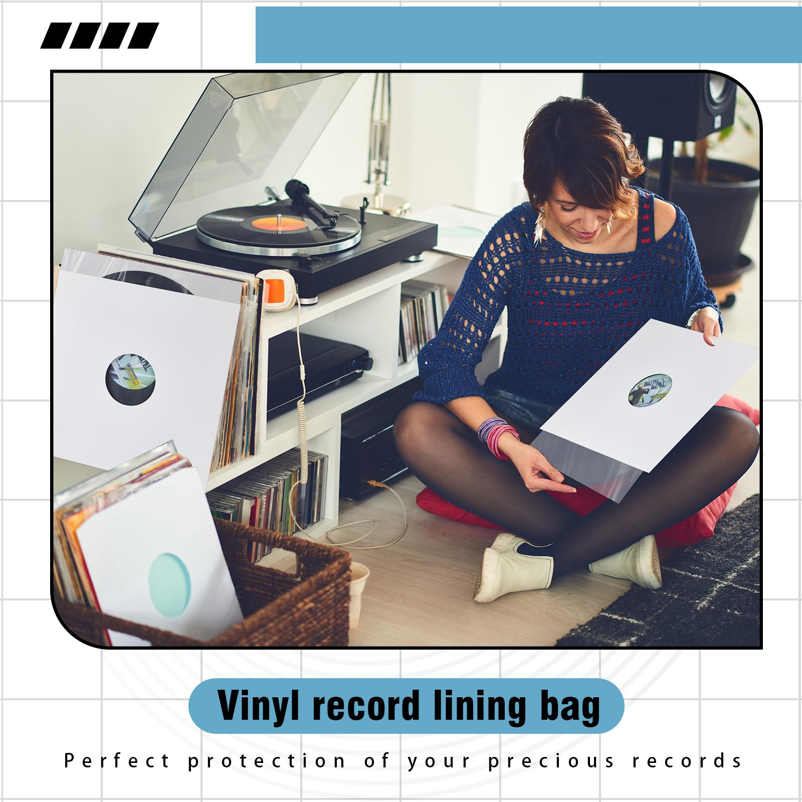 Henoyso 80 custodie per dischi in vinile da 30,5 cm, includono 40 custodie interne per album, 40 custodie interne in carta kraft per album, dischi in vinile, collezioni, decorazioni (bianco)