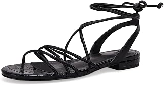 Ermonn Women's Lace-up Flat Sandals Strappy Open Toe Slingback CrissCross Casual Summer Slides