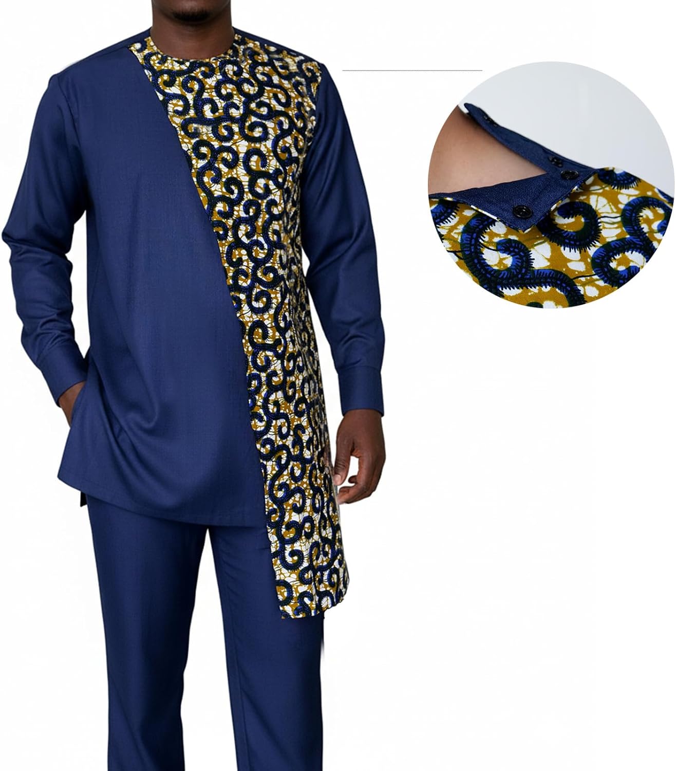African Suits for Men 2 Piece Sets Fashion Outfit Nigerian Dashiki Wedding Clothing Attire Tracksuits