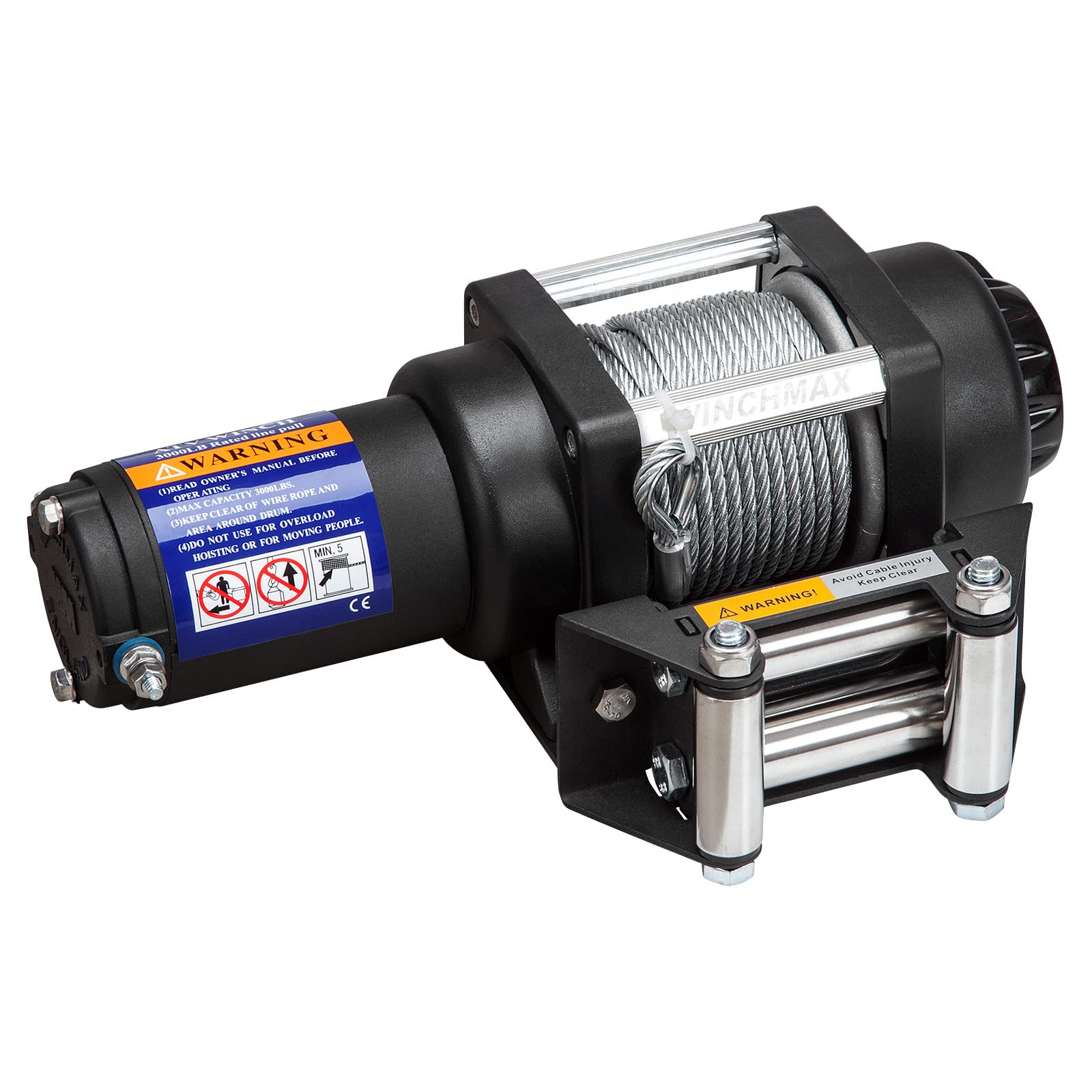 Winchmax 3.000 Libras (1.361 kg) Cabrestante eléctrico de 24V de Grado Militar. Marina. Remolque de Barco. Mando a Distancia inalámbrico Doble.
