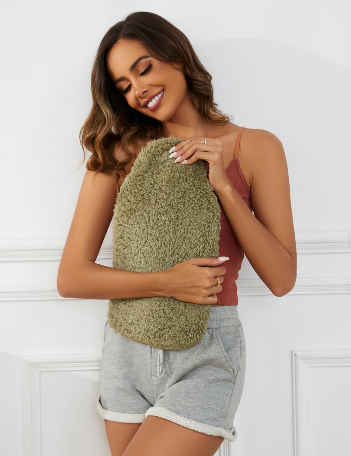Peterpan Teddy Hot Water Bottle, Size: XXX-Large, Hot Water Bag for Pain Relief, A Lanyard Keeps Your Stopper Within Reach, BPA & PVC Free, Olive Green