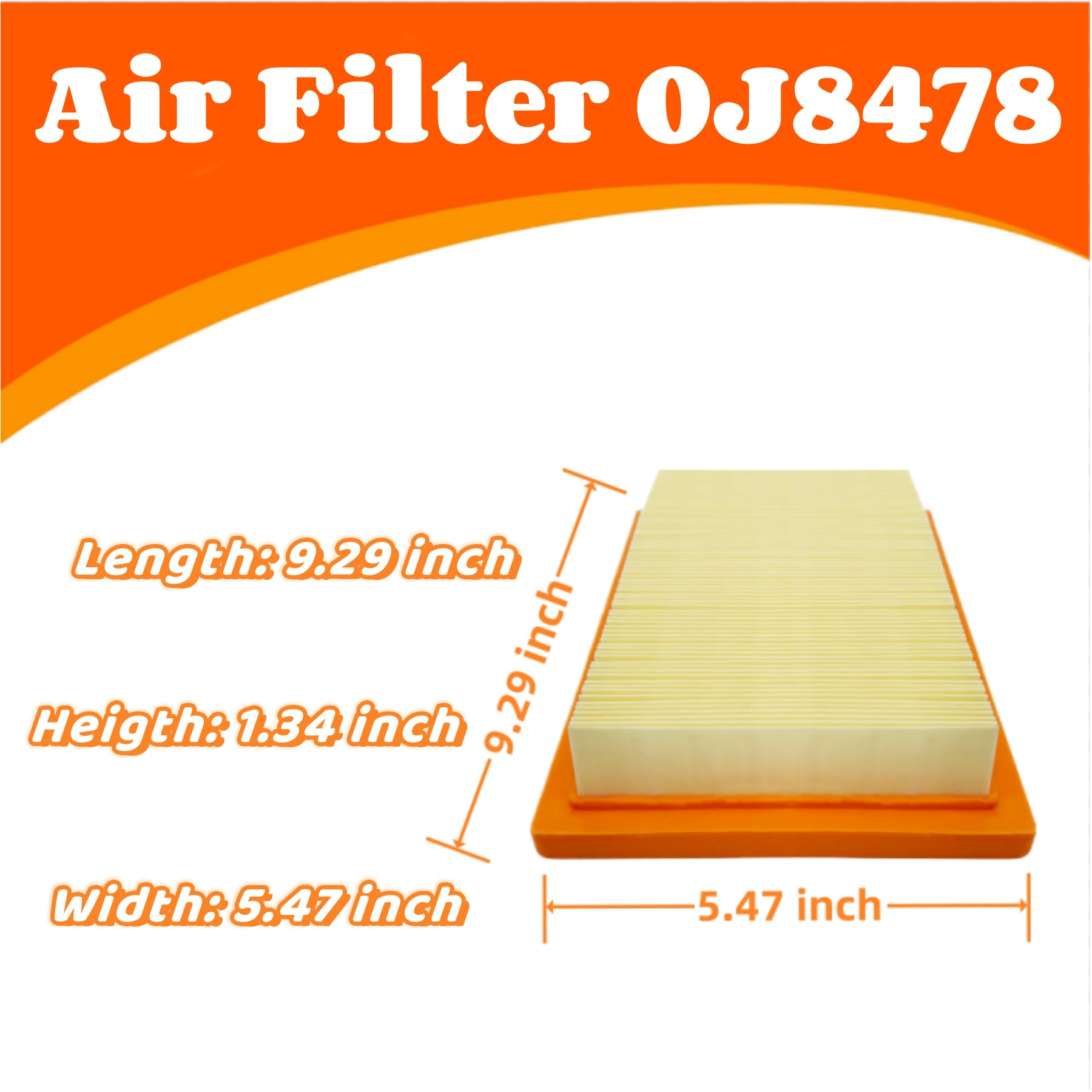 Lot de 3 filtres à air 0J8478 pour générateur Ge-Nerac 14-22 kW 2013 + série Evolution Series Home Standby moteur refroidi par air V-Twin 990CC et 999CC Rep 0J8478S (orange)