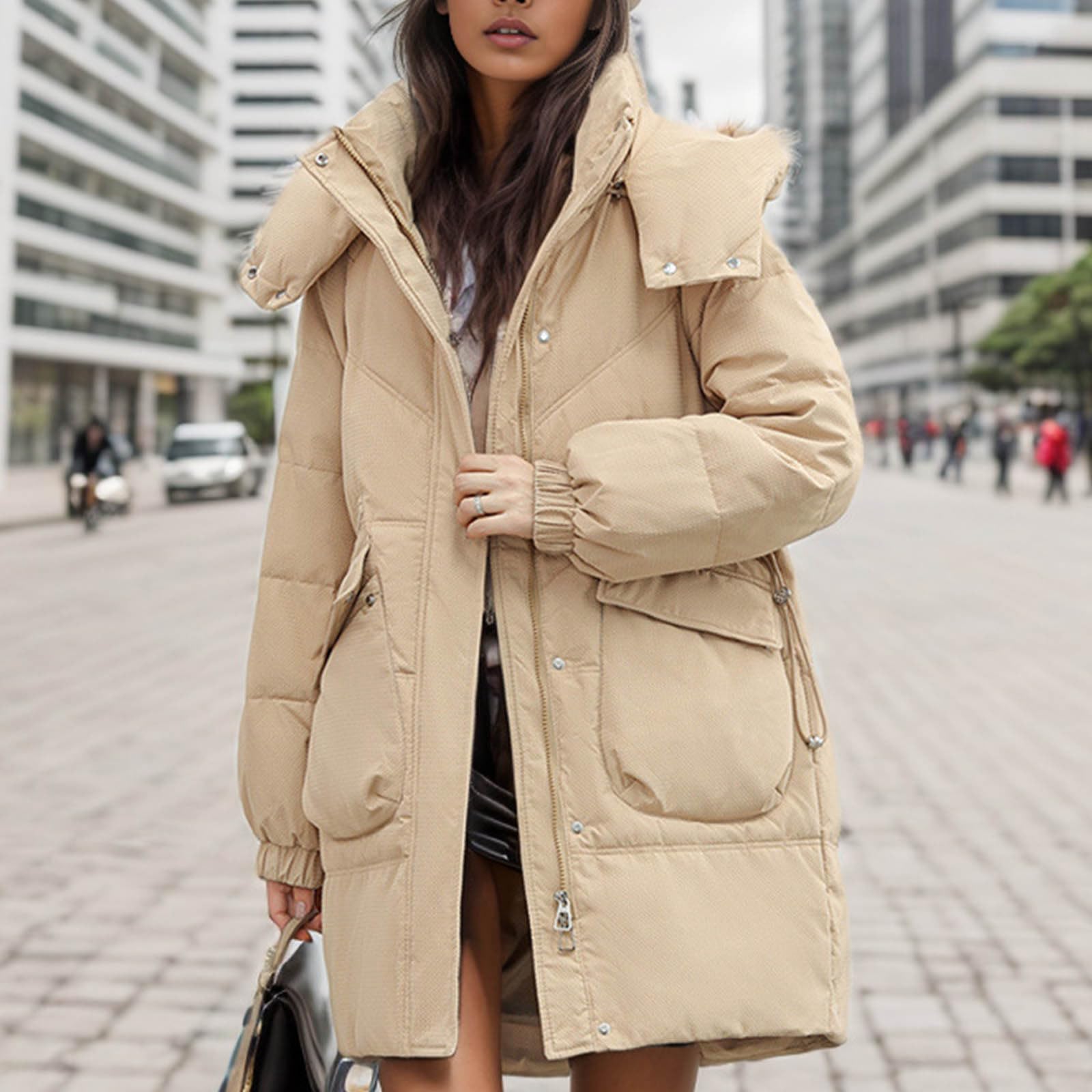 Generico Giacca Piumino Leggera Ecologica 100 grammi Donna Piumino Lungo con Cappuccio Ripiegabile Piumini Elegante Giacca Ripiegabile Donna Giacconi Invernale Cappotto Piumini Ultraleggero Giacconi