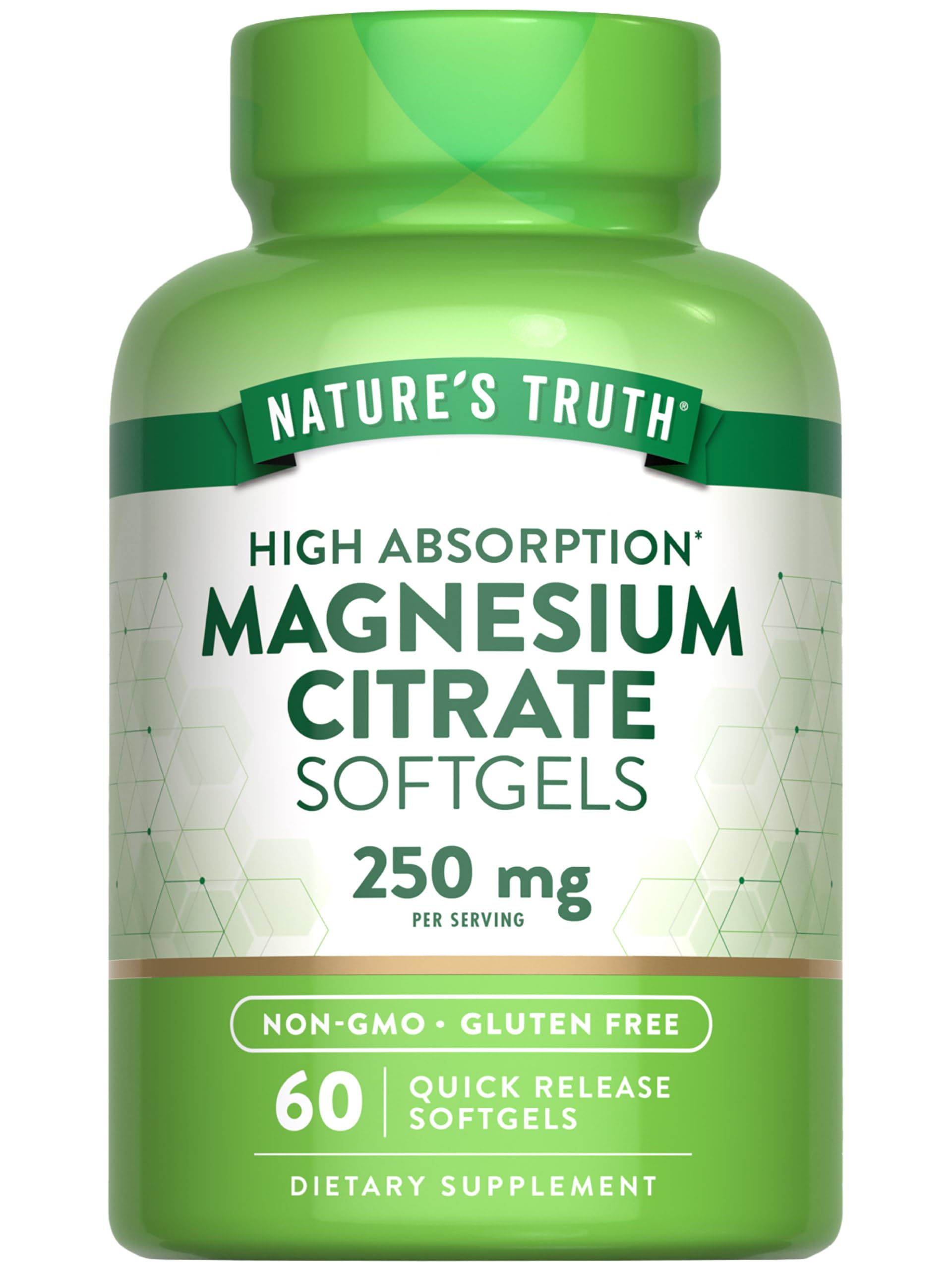 Nature's Truth Magnesium Citrate Softgels | 250mg | 60 Count | High Absorption | Non-GMO & Gluten Free Supplement | High Absorption