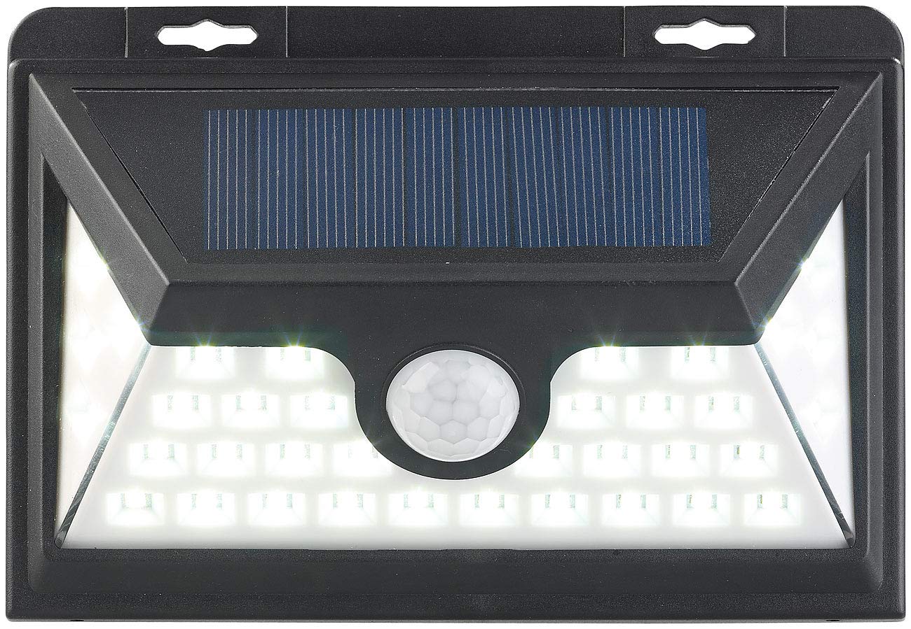 Luminea lámpara solar exterior: Lámparas de pared LED solares, Función de luz nocturna, Sensor de movimiento (lámparas, LED con sensor movimiento, jardín)