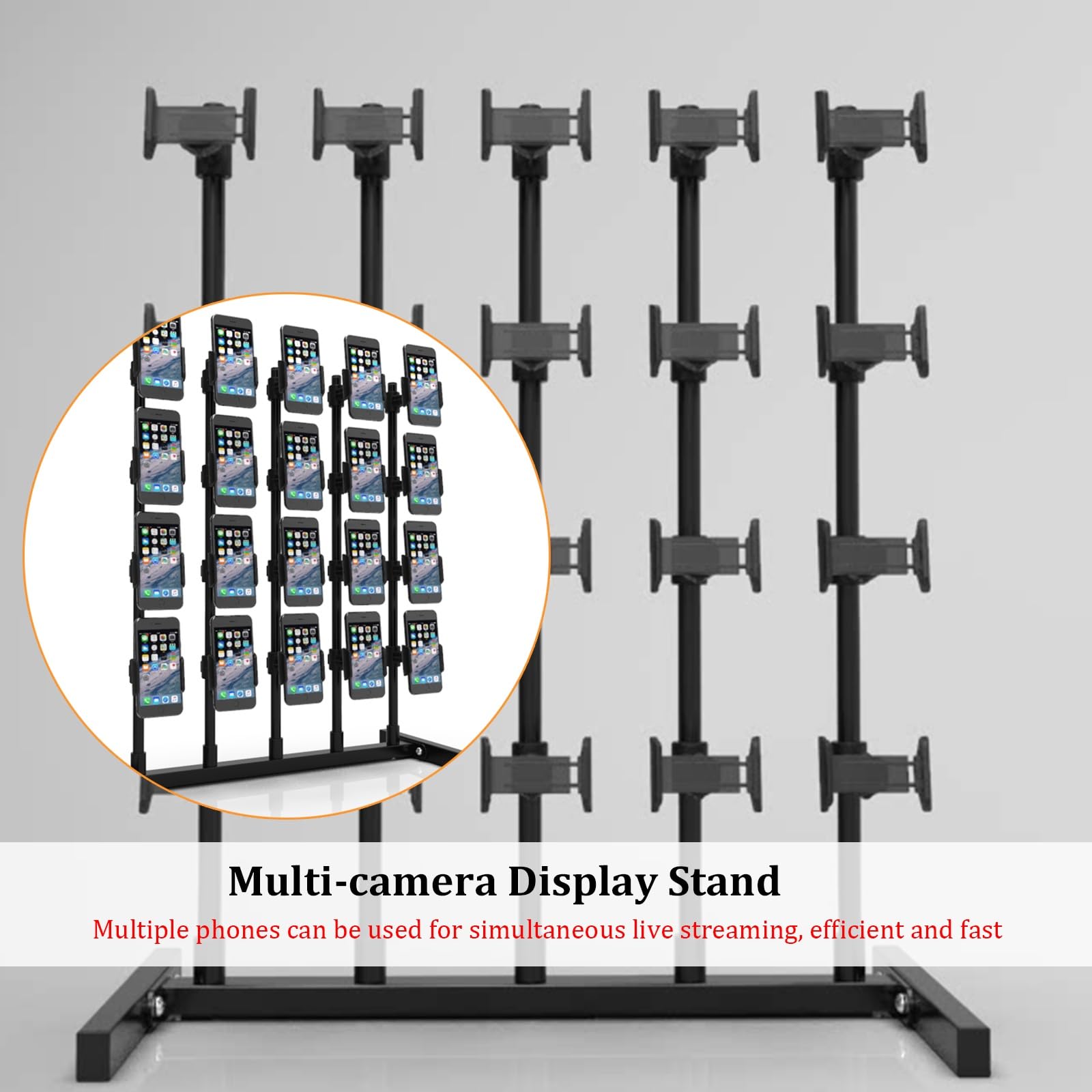 Supporto multifunzione da scrivania per streaming, porta cellulari multistrato e multifila, supporto da scrivania regolabile in metallo per più telefoni, ideale per live streaming
