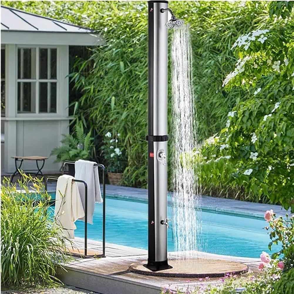 20L ソーラー温水シャワー、屋外ソーラーシャワー、ガーデン、プール、屋外シャワー、温水と冷水の調節、360°回転シャワーヘッドと足