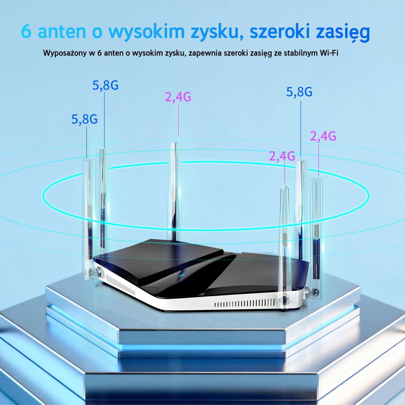 AX3000 Router WiFi 6, 5GHz/2,4GHz Dwuzakresowy Router 5G