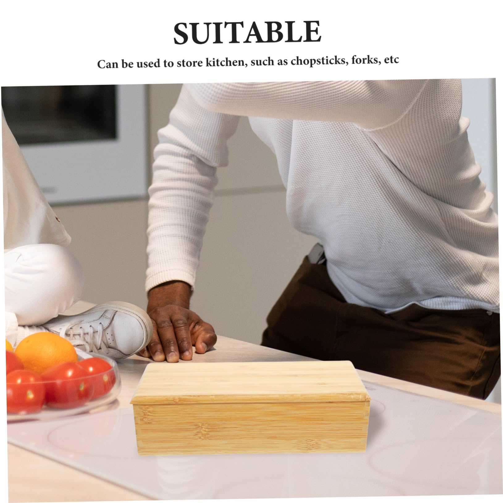 Caja de para Pequeña Caja para Cubiertos con Tapa Soporte para Bandeja de Almacenamiento Organizador de de Cocina Almacenamiento de Cubiertos Organizador de Cocina Ordenado
