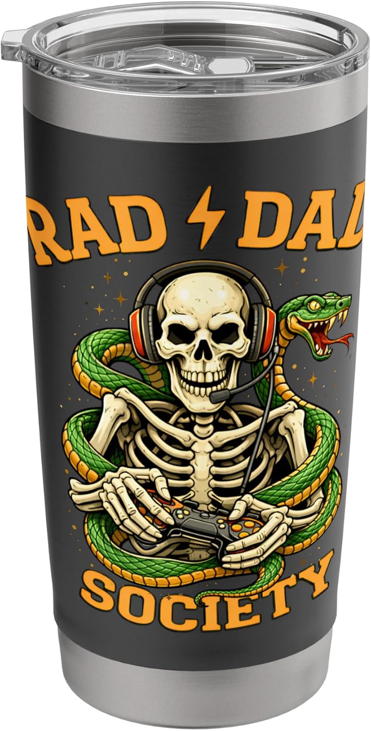Gaming Father Rad Dad Society Video Gamer Parent Stainless Steel Insulated Tumbler