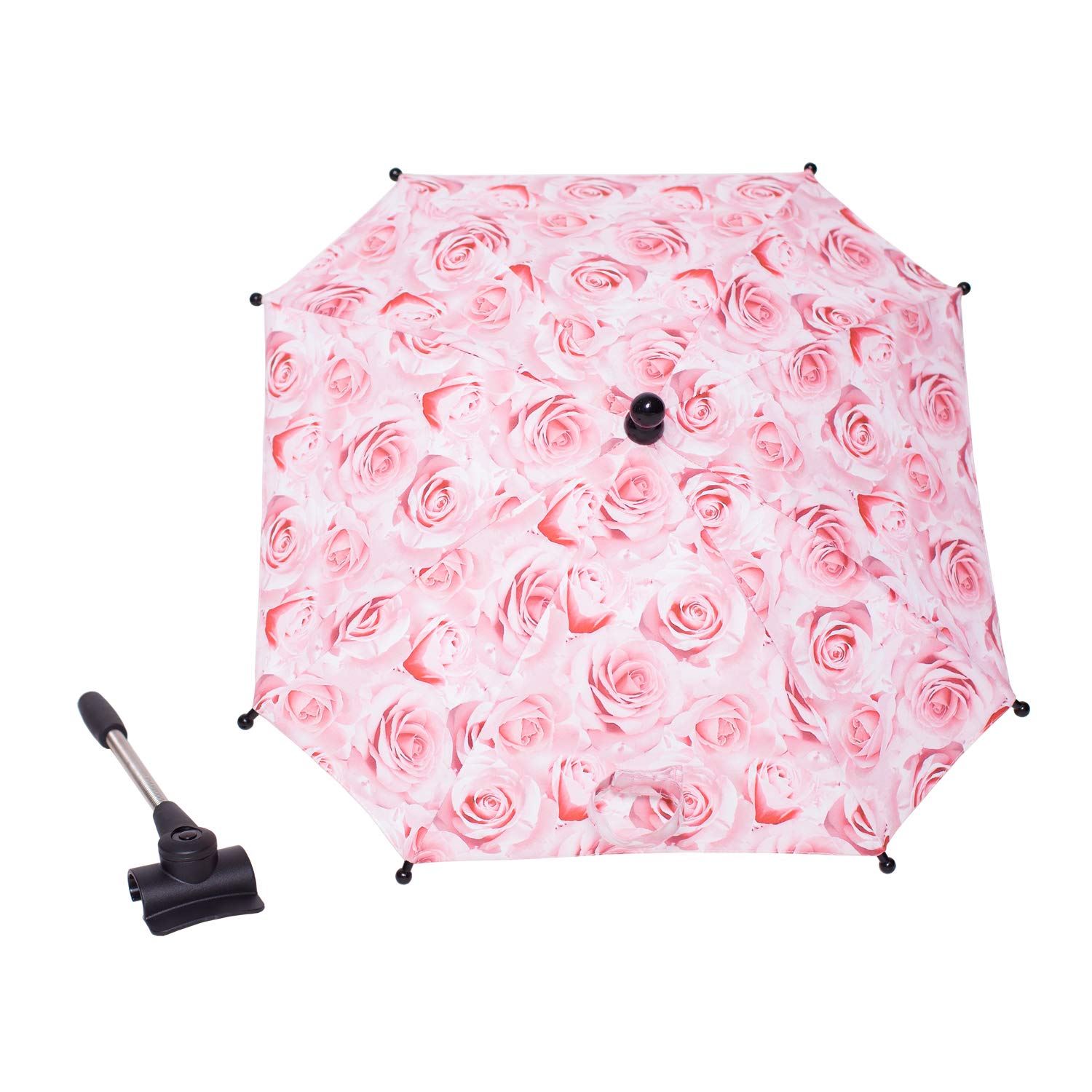 Roma Dolls Pram Parasol, Universal Pram Compatibility, Adjustable Clamp, Stylish & Durable Dolls Umbrella, Baby doll & Dolls Pram Accessories, Ages 3+ (Pink Rose) — image 1