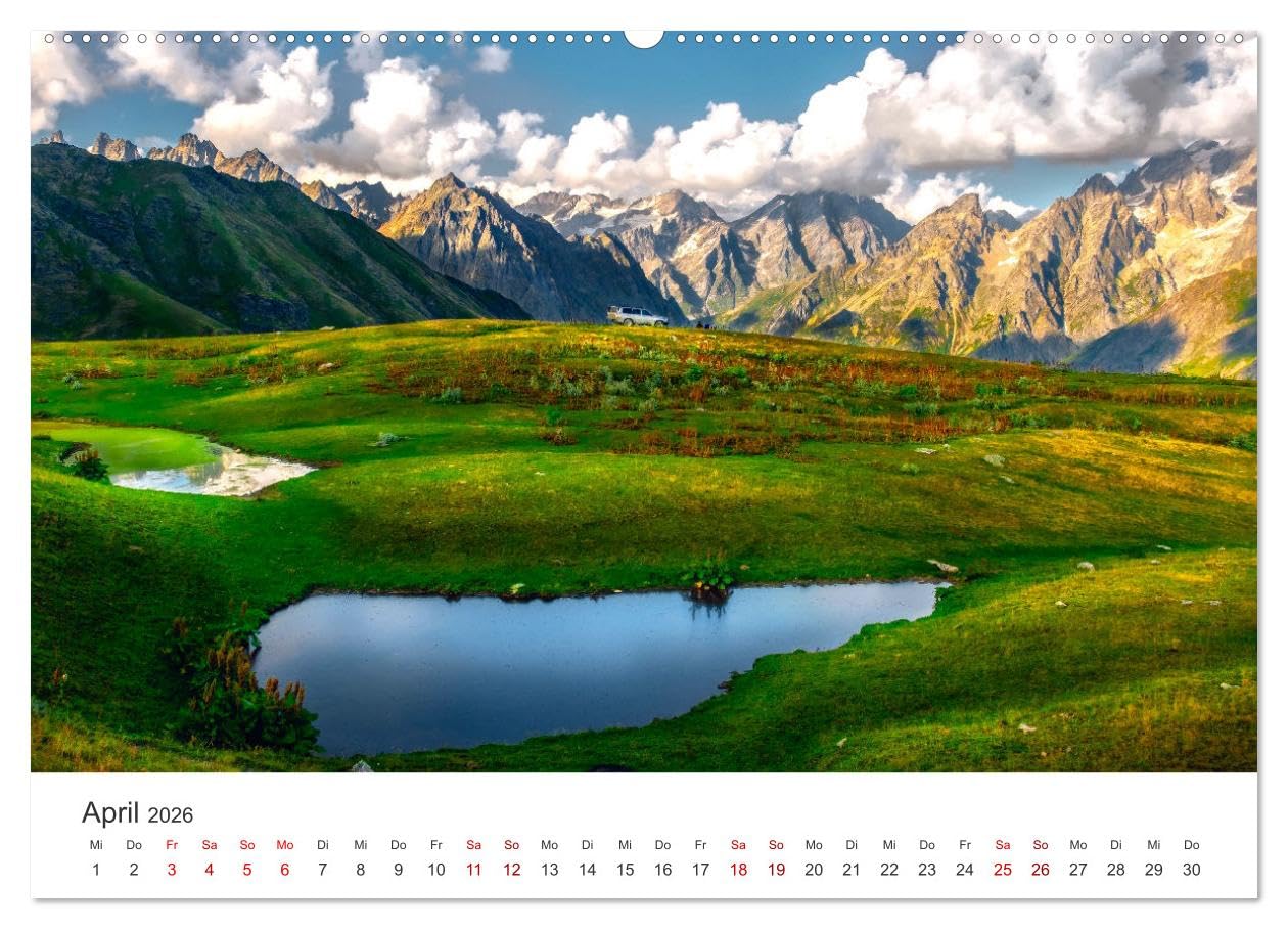 Georgien - Einmalige Landschaften (hochwertiger Premium Wandkalender 2026 DIN A2 quer), Kunstdruck in Hochglanz: Kaukasus und Schwarzmeer. (CALVENDO Orte)