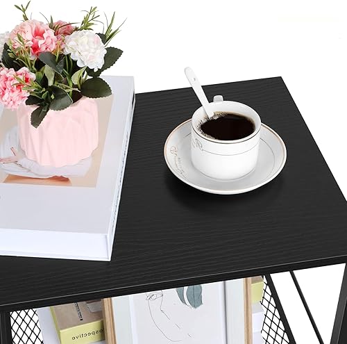 Miniatura 4 de MOOACE Mesa auxiliar de 3 niveles con rueda, estante de almacenamiento rodante, mesita de noche para dormitorio, cocina, sala de estar, oficina,