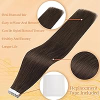 Vista 2 de Full Shine Seamlss - Extensiones de cabello humano con cinta adhesiva de 12 pulgadas, extensiones de cabello corto y suave, color marrón oscuro 2