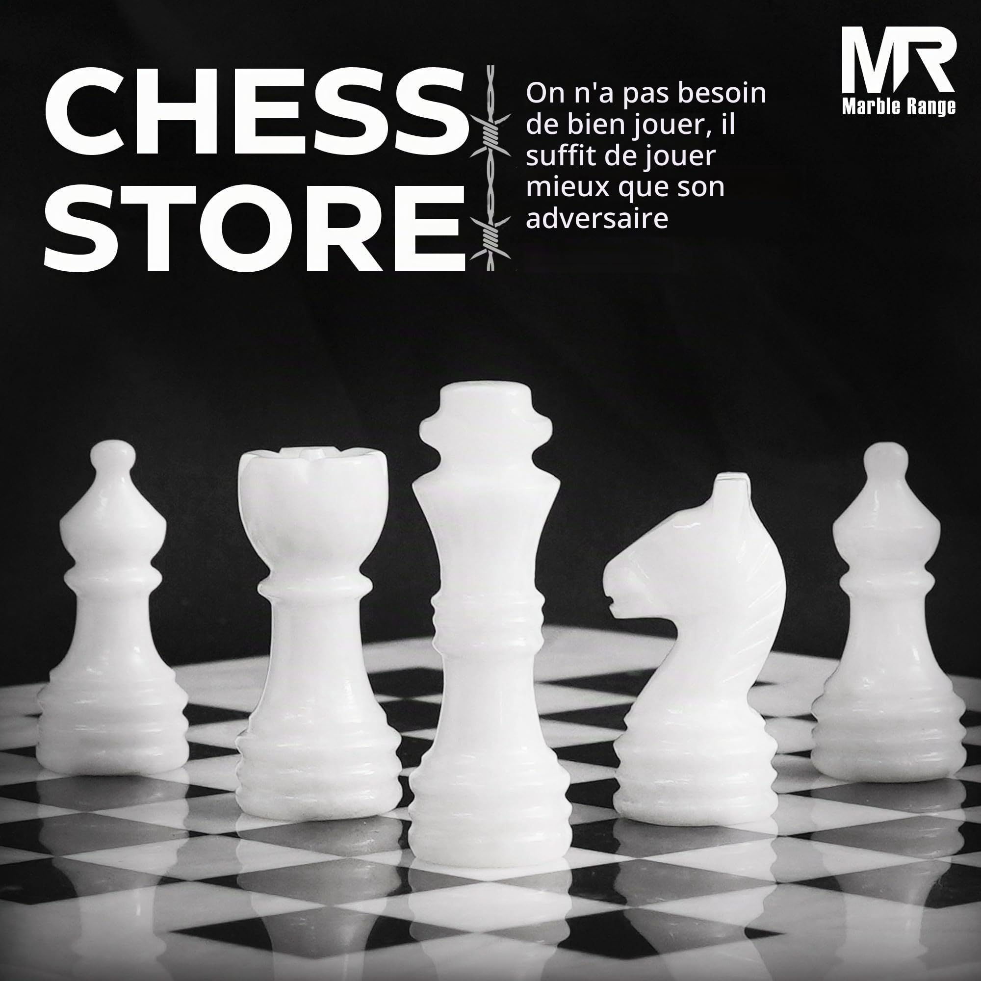 Jeu d'échecs en marbre fait à la main 25,4 cm, 32 pièces + 2 reines, boîte de rangement, voyage, cadeau élégant pour décoration