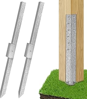 Pack of 2 Fence Post Repair - 2023 New Upgraded Fence Post Anchor Ground Spike for Repair Tilted/Broken Wood Fence Post, Easy to Install & Double Firm