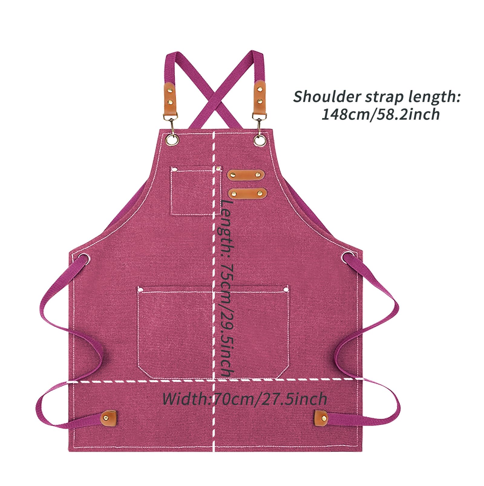 Nanxson Canvas Chef Apron for Men Work Aprons with Pockets Tool Apron for Cooking Gardening Painting, Red - Image 3