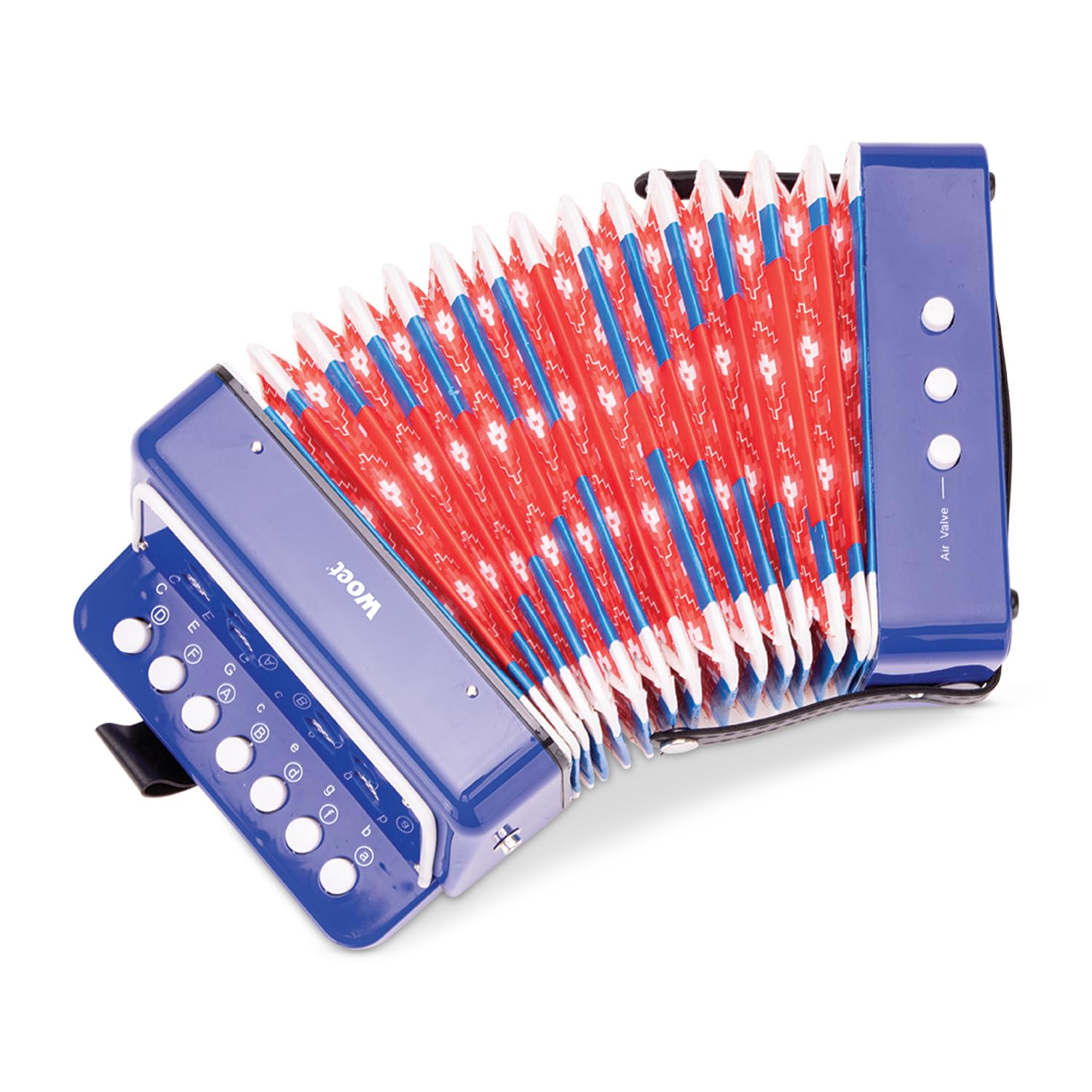 Woet® Accordéon Jouet Bleu pour Enfants, Instrument de Musique avec Livret de Chansons et 8 Chansons, Jouet Éducatif Débutant, Développement Musical, À Partir de 3 Ans