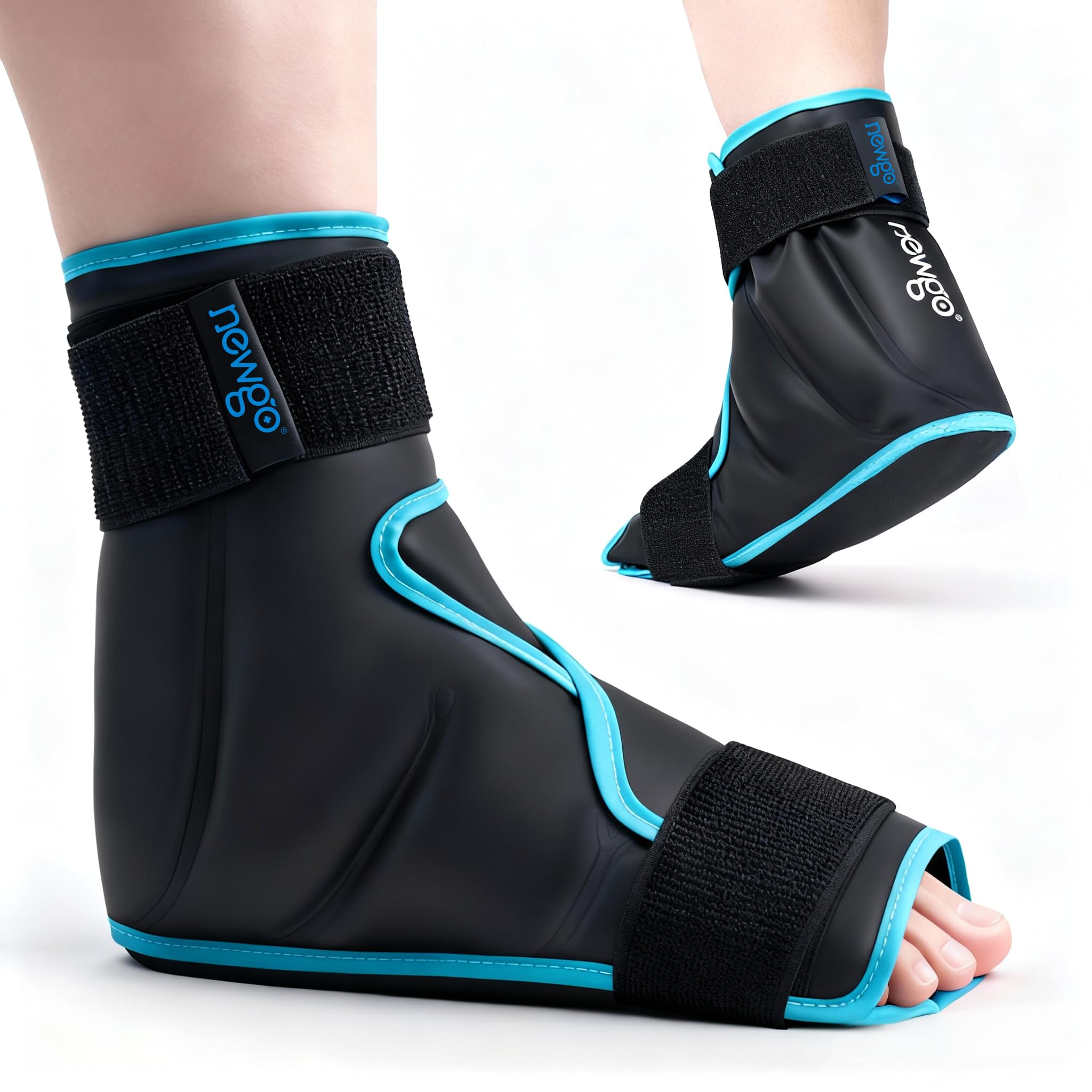 NEWGO Ice Pack Foot Ankle Ice Pack Wrap for Plantar Fasciitis, Foot Surgery Recovery, Hot Cold Therapy Ice Boot for Bunions, Ankle Injury, Swelling, Burning Feet - Black