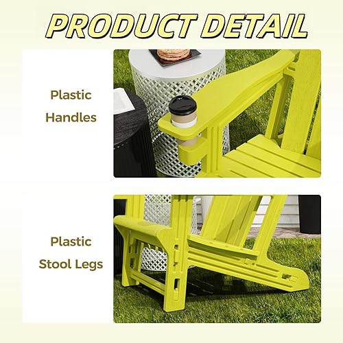 Miniatura 4 de Silla Adirondack, sillas para hogueras de polietileno de alta densidad para todo tipo de clima, sillas Adirondack de plástico texturizado de madera