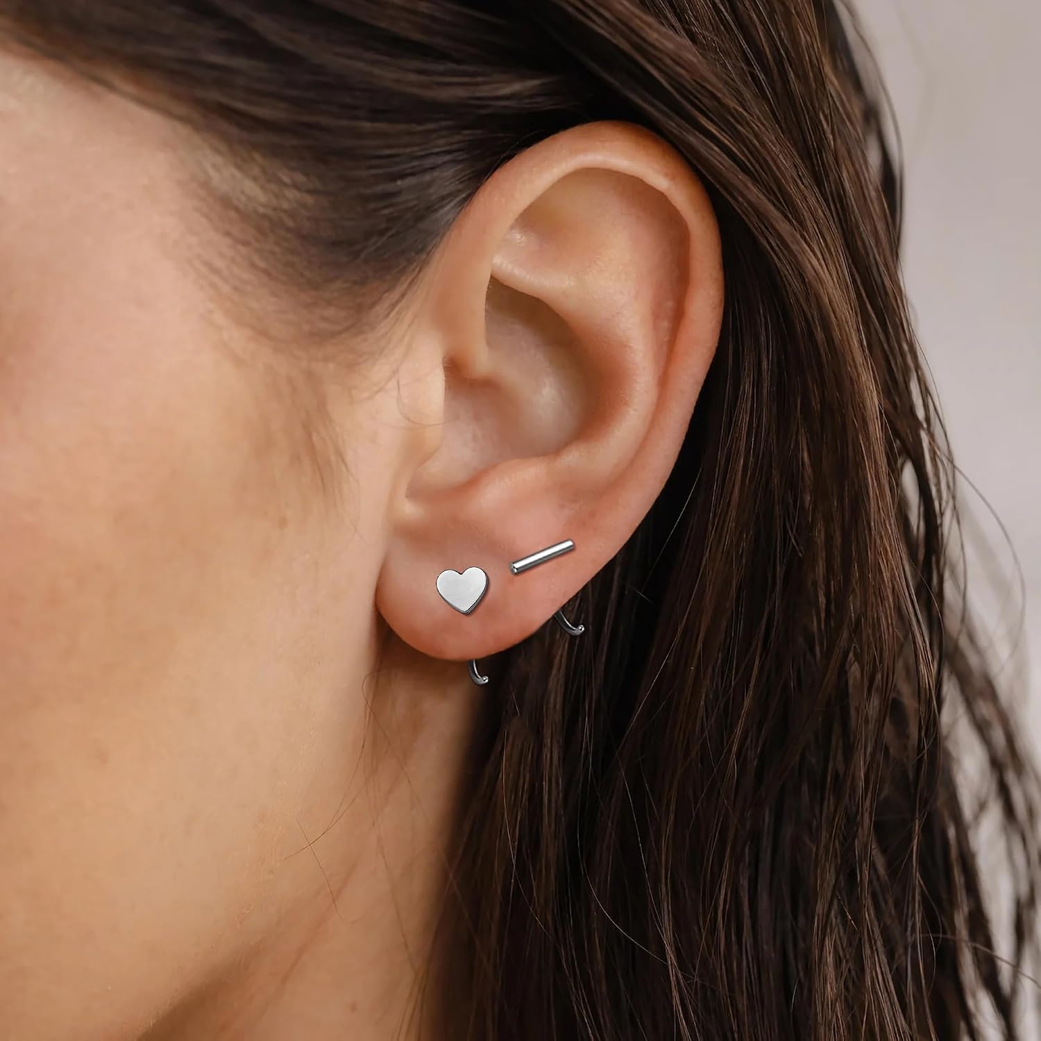 9 Pairs Backless Huggie Earrings Hypoallergenic 316L Stainless Steel Half Hoop Earrings Tiny Cartilage Helix Piercing Jewelry Open Huggie Hoop Earrings for Women