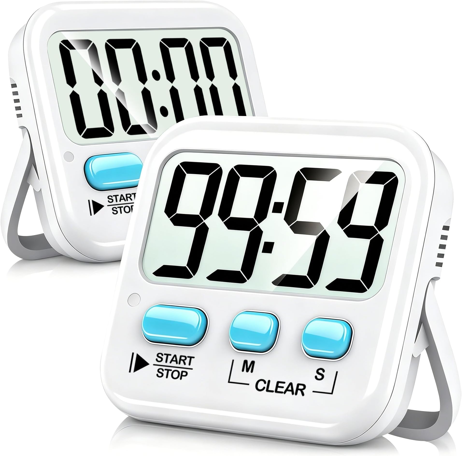Antonki 2 Pack Digital Timer for Kids, Magnetic Countdown Kitchen Timers for Cooking, Egg, Classroom, Teacher, Exercise, Study, Oven - Battery Included