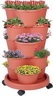 5-Tier Vertical Garden Tower Stackable Planter for Strawberries, Flowers...