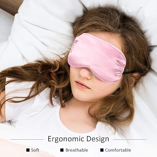 Miniatura 9 de 12 piezas de seda para dormir, máscara de ojos de seda pura para niños, con correa ajustable, suave y suave, máscara de ojos para dormir, bloqueando