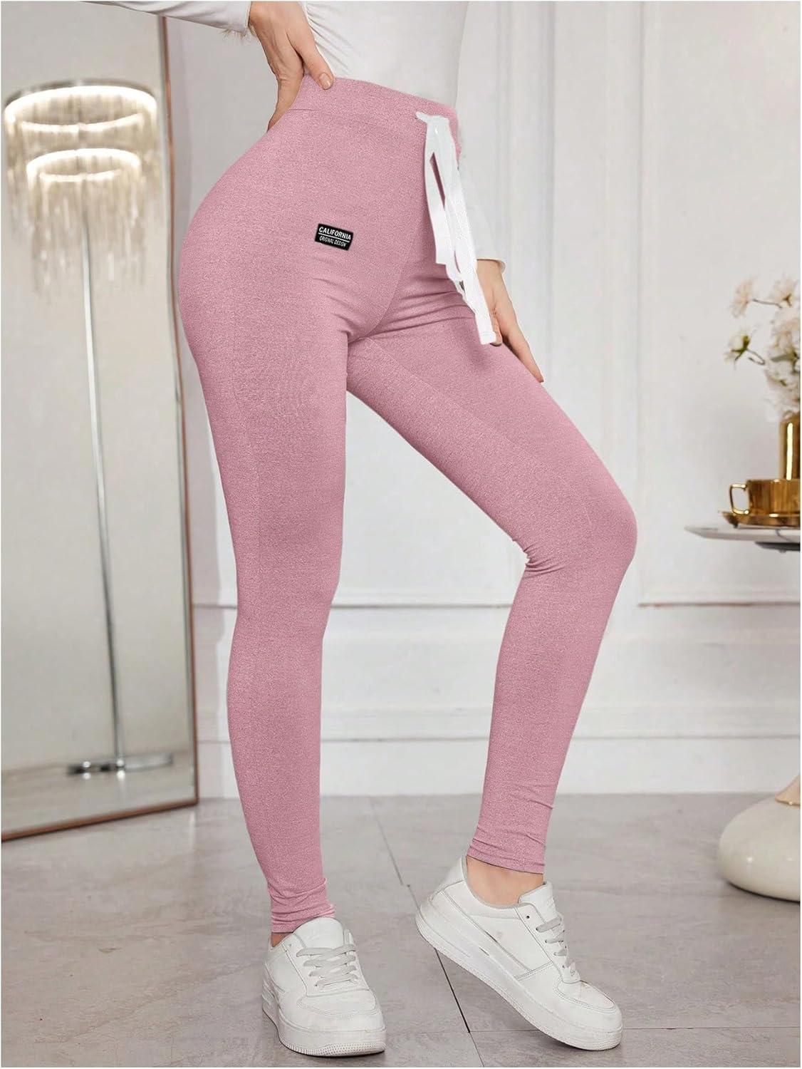 Verdusa Women's Drawstring High Waisted Leggings Tummy Control Workout Gym Yoga Pants - Image 5