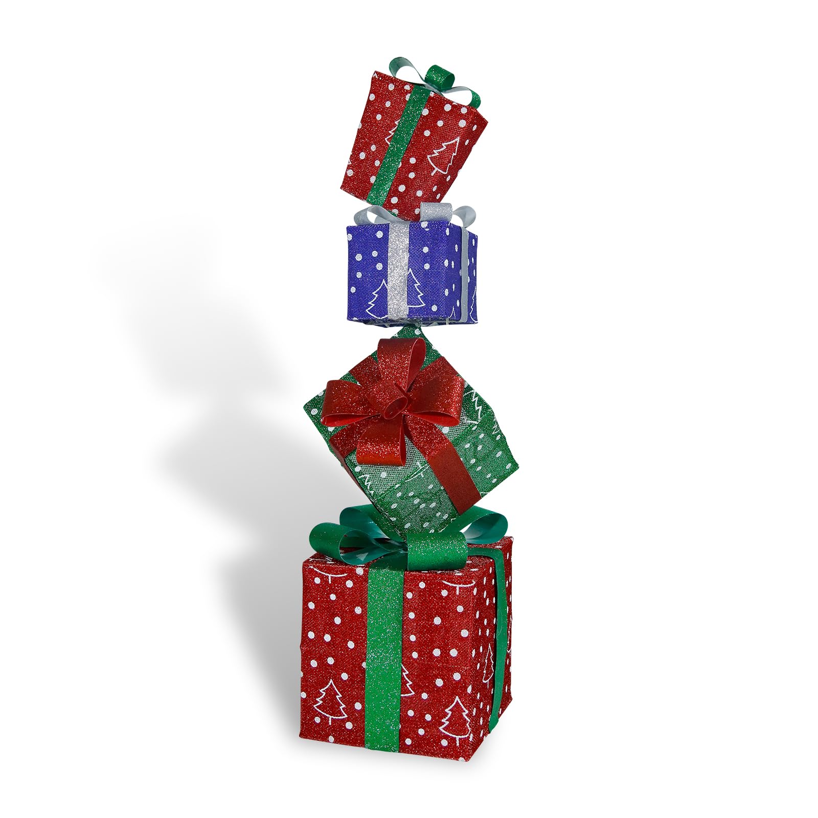 CCLIFE Juego de 4 Cajas de Regalo Con Luz LED Para Navidad - Decoración Iluminada Para Árbol y Hogar CushHom