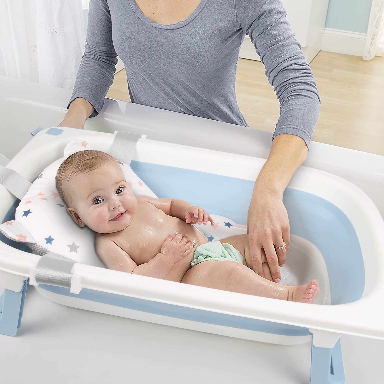 Coussin de Bain Bebe Transat Pour Baignoire pour bébé Siege Matelas Reducteur Baby Réducteur Siège Hamac Baignoires Adaptateur Oreiller
