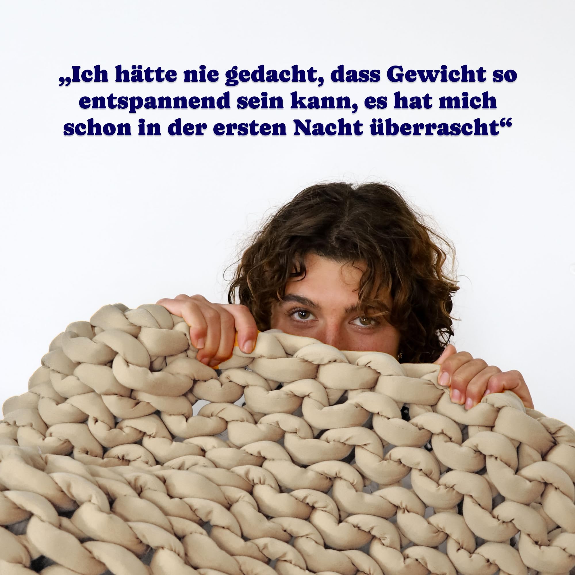 SIESTA Gewichtsdecke Premium Grobstrick Beige 7kg Atmungsaktive Therapiedecke Oeko-TEX Waschbar