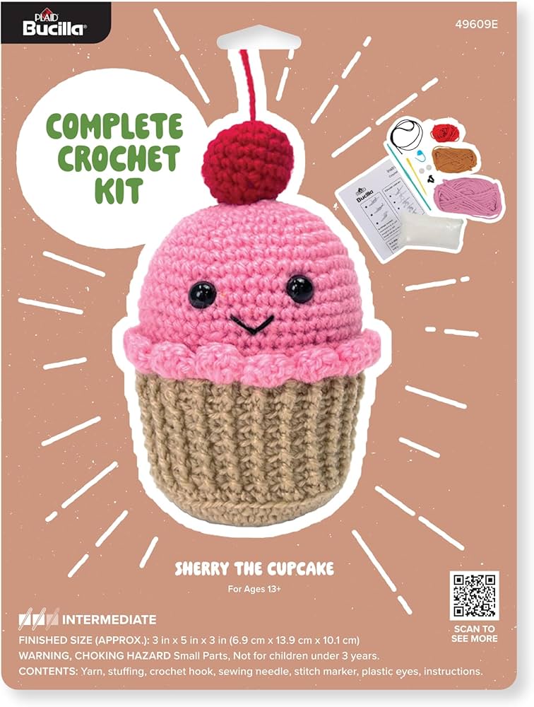 Amazon.com: Bucilla Complete Crochet Kit, Sherry The Cupcake, 5