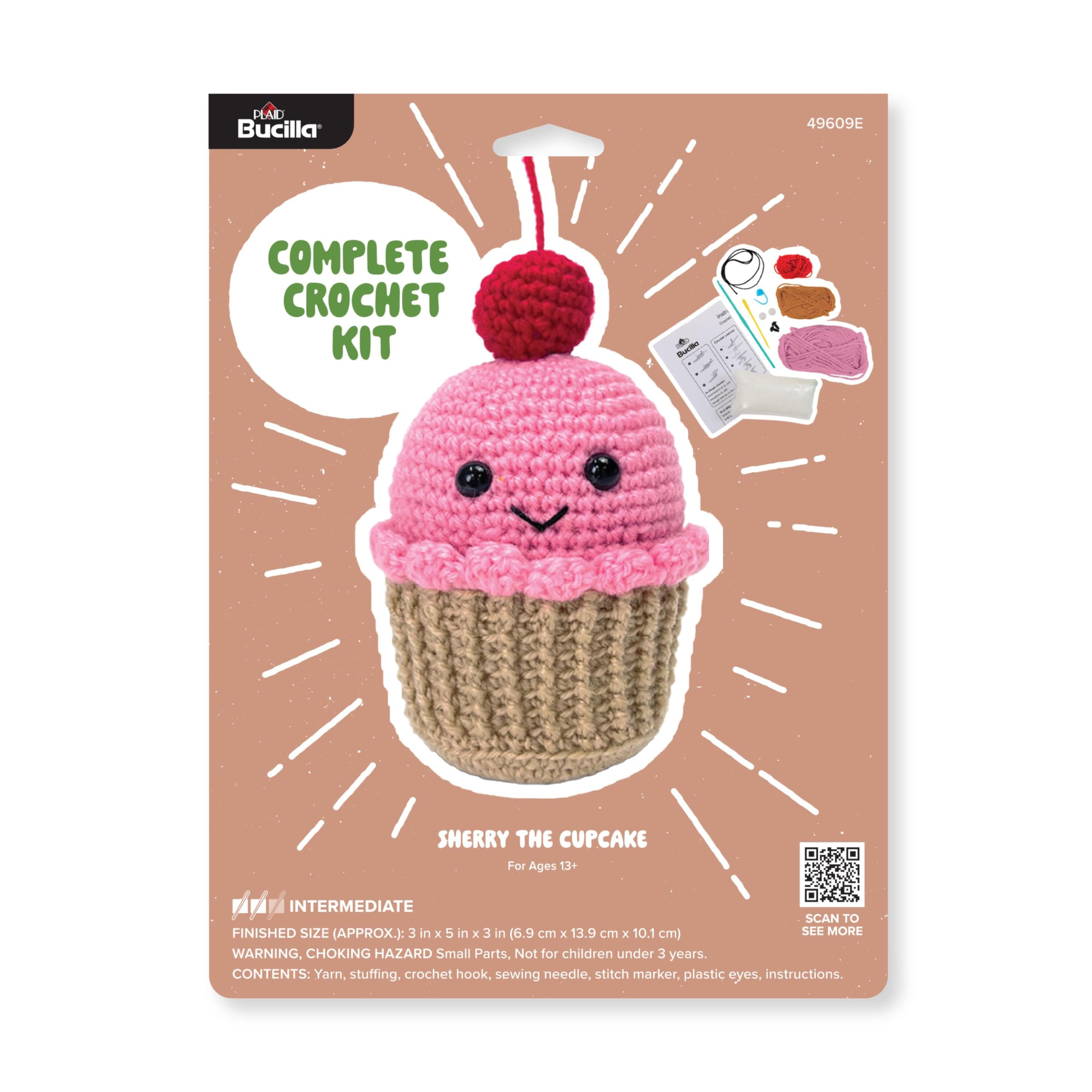 Bucilla Complete Crochet Kit, Sherry The ice cream , 5"