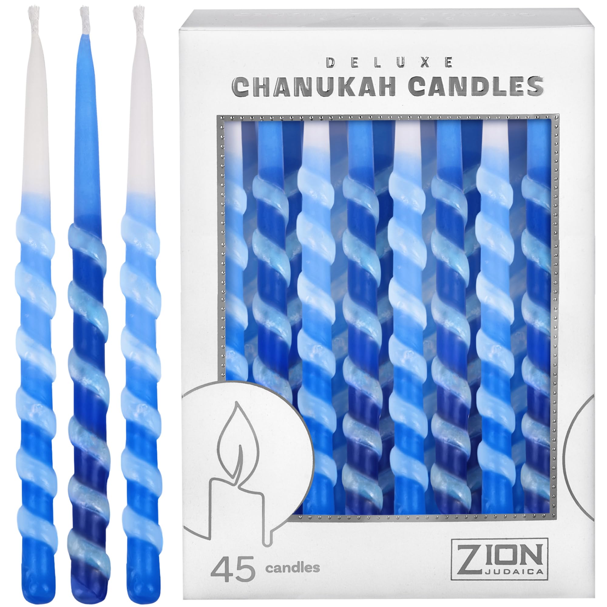 Zion Judaica Ltd Set of 45 Dripless Hanukkah Candles Spiral Candle Includes