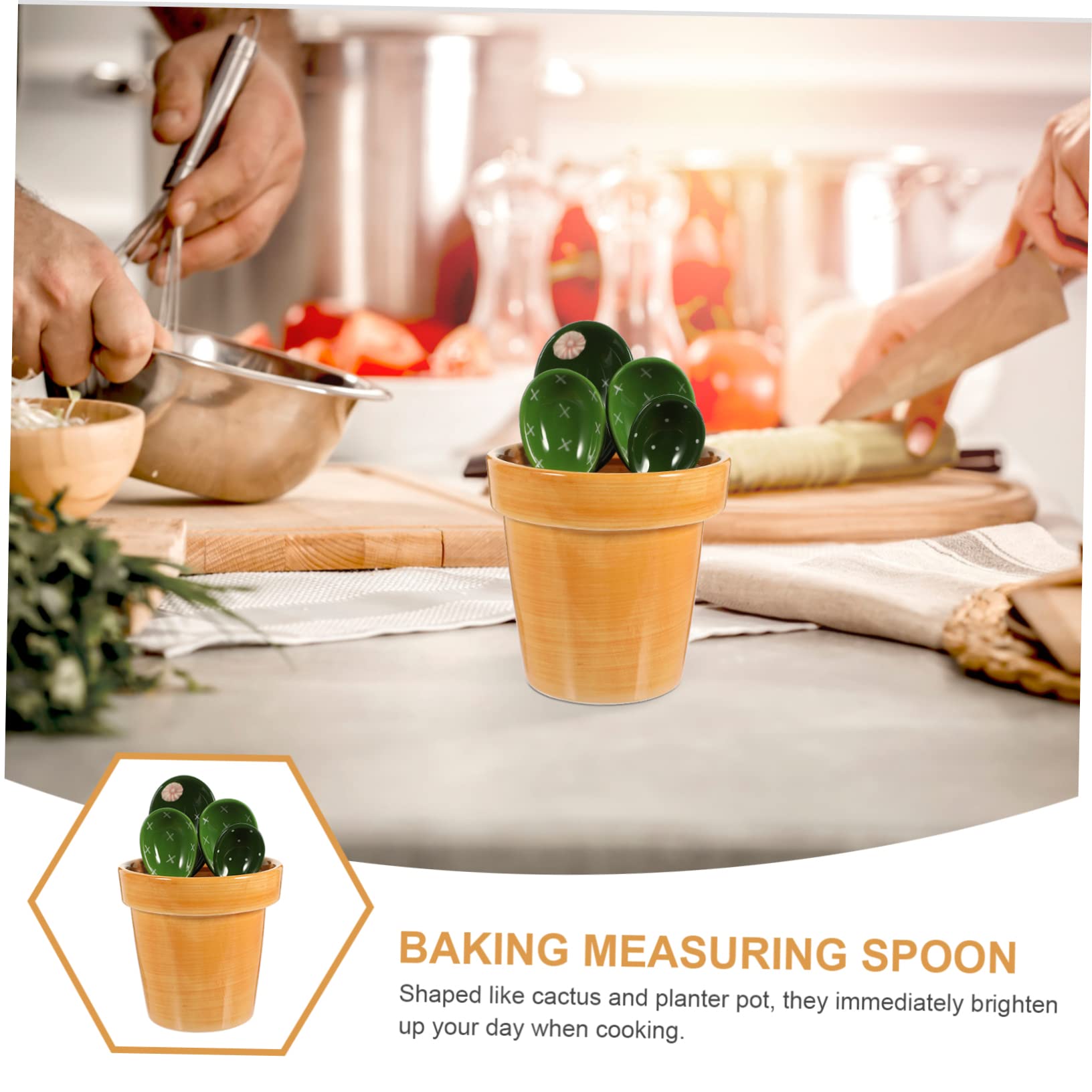 TOPBATHY Set De Cucharas Medidoras De Cactus Soporte Base, Cucharas Para Polvo y Café, Resistentes y Precisas, Diseño Compacto Para Cocina y Horneado