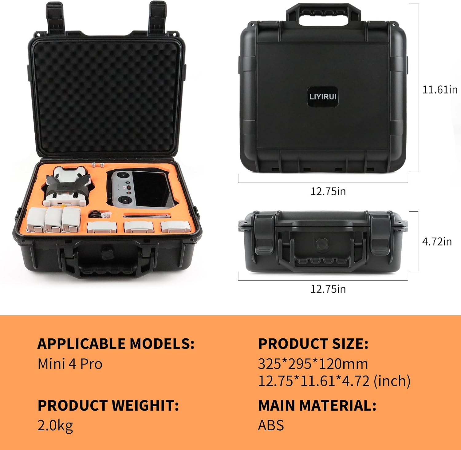DJI Mini 4 Carrying Case,Lightweight, Waterproof Protection with Compact Design,Compatible with DJI Mini4 /Pro and More Accessories, Hard, Black,for Travel Enthusiasts and Photographers (CASE ONLY)