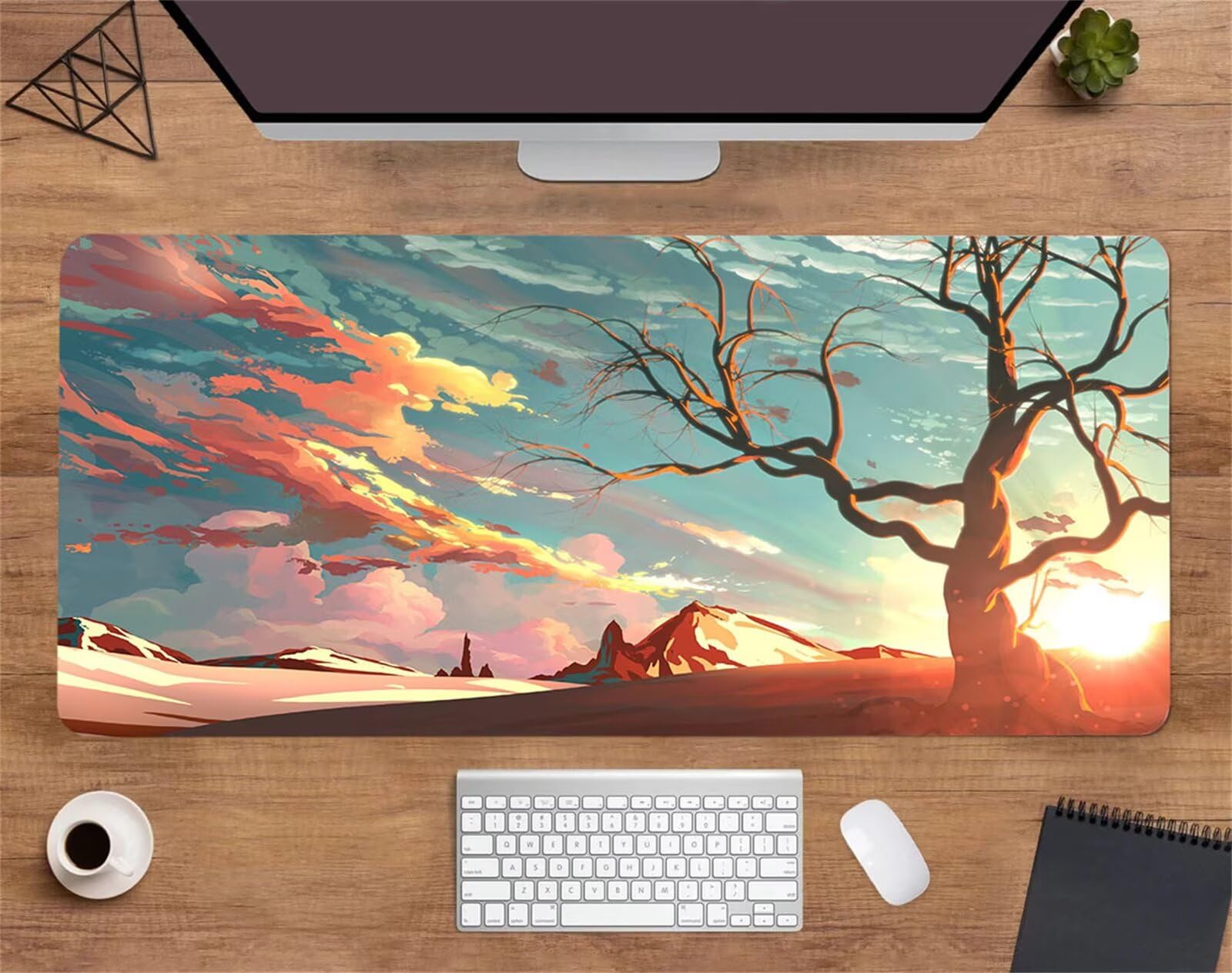 Alfombrilla Ratón XXL 1000x500x3mm Mouse Pad Grande Gaming,Alfombrilla Antideslizante,Tapete Escritorio con Bordes Cosidos,Alfombrilla Ratón para Jugadores, PC, Oficina, Árbol de Paisaje