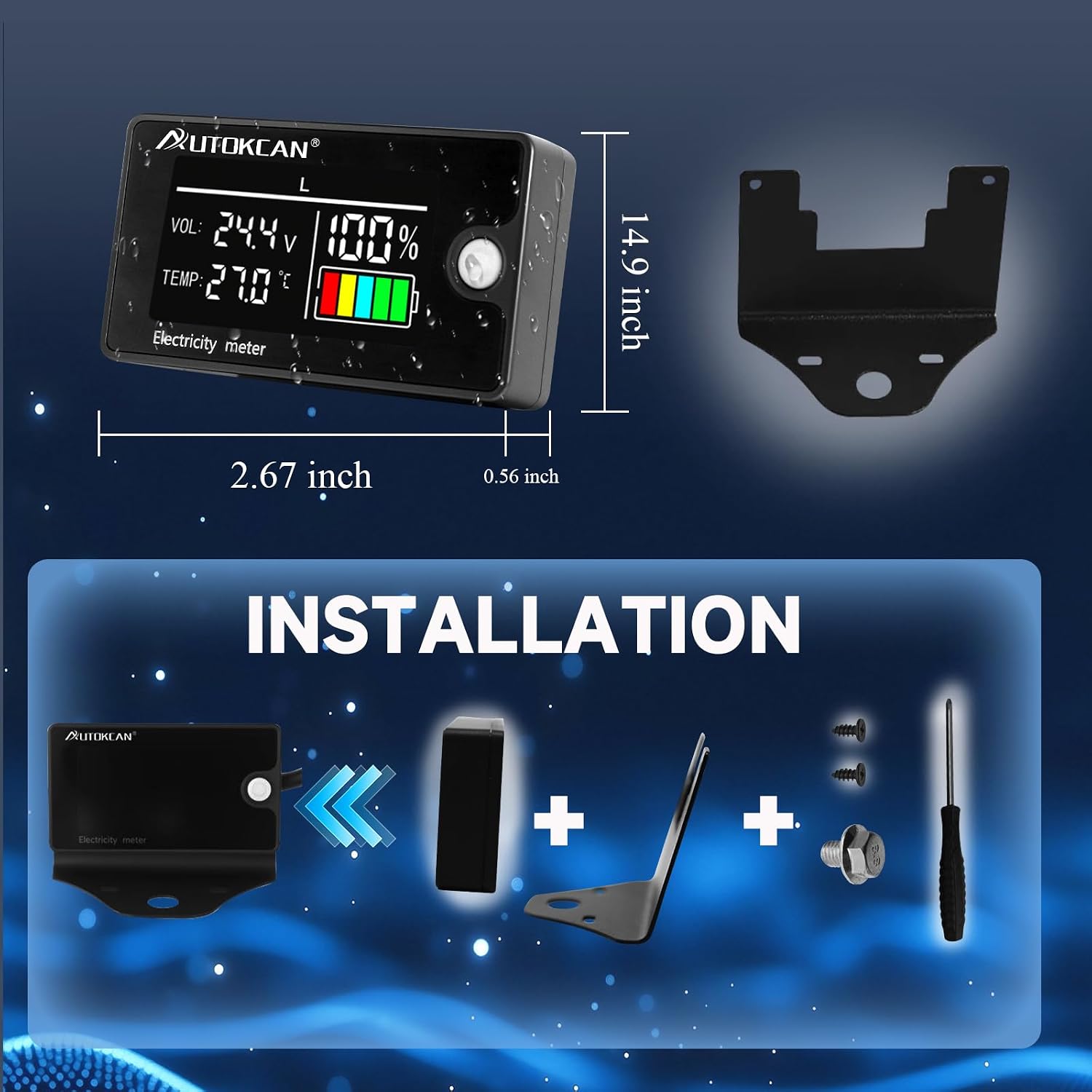 Battery Monitor Golf Cart Battery Meter 12V 24V 48V 60V 72V 84V Digital Multimeter with Colorful LCD Display Golf Cart Voltage Gauge for Motorcycle Car Truck RV (6839C)