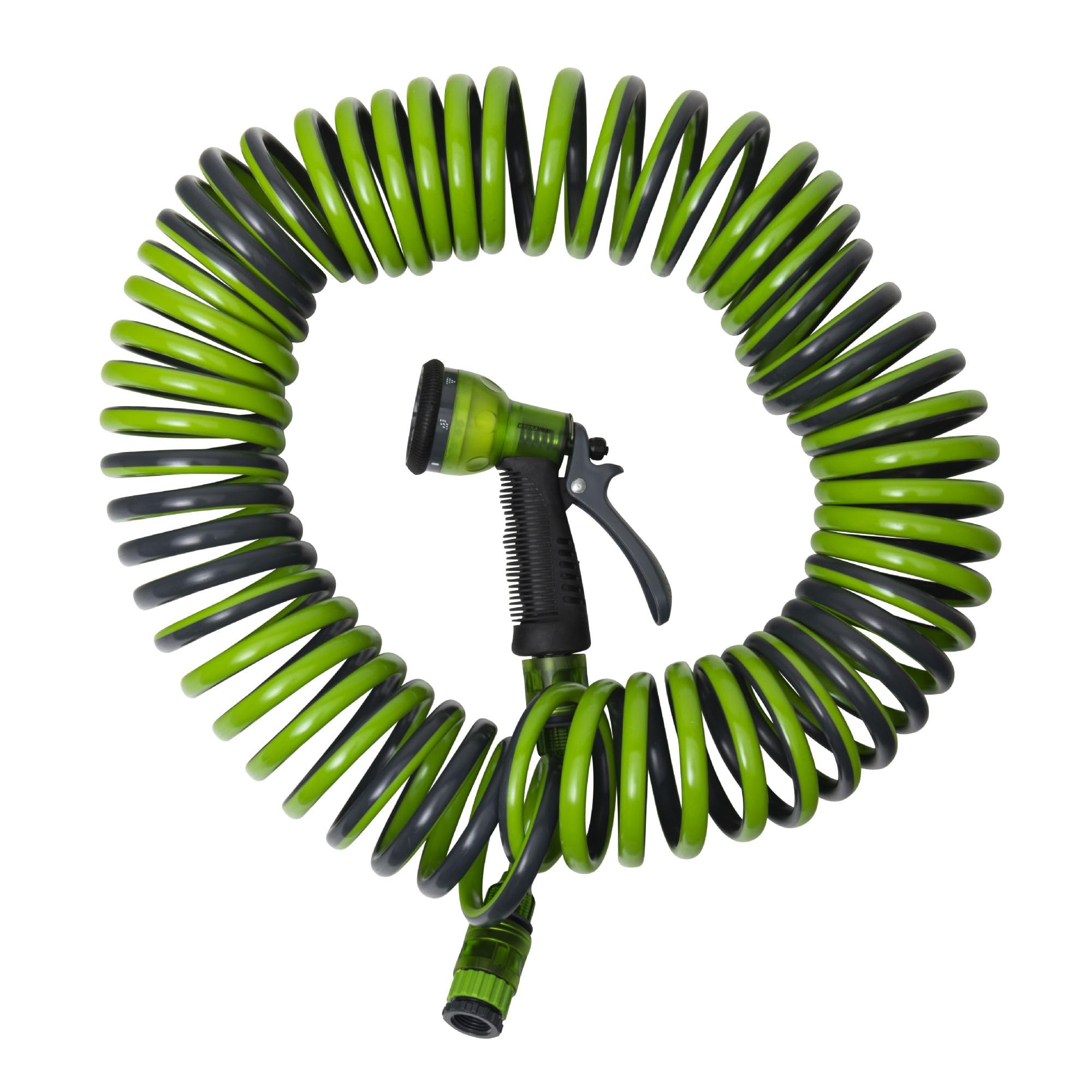 Tuyau D'arrosage Extensible 20m Avec Pistolet 8 Fonctions - Spirale Automatique - Vert - Résistant UV Et Gel