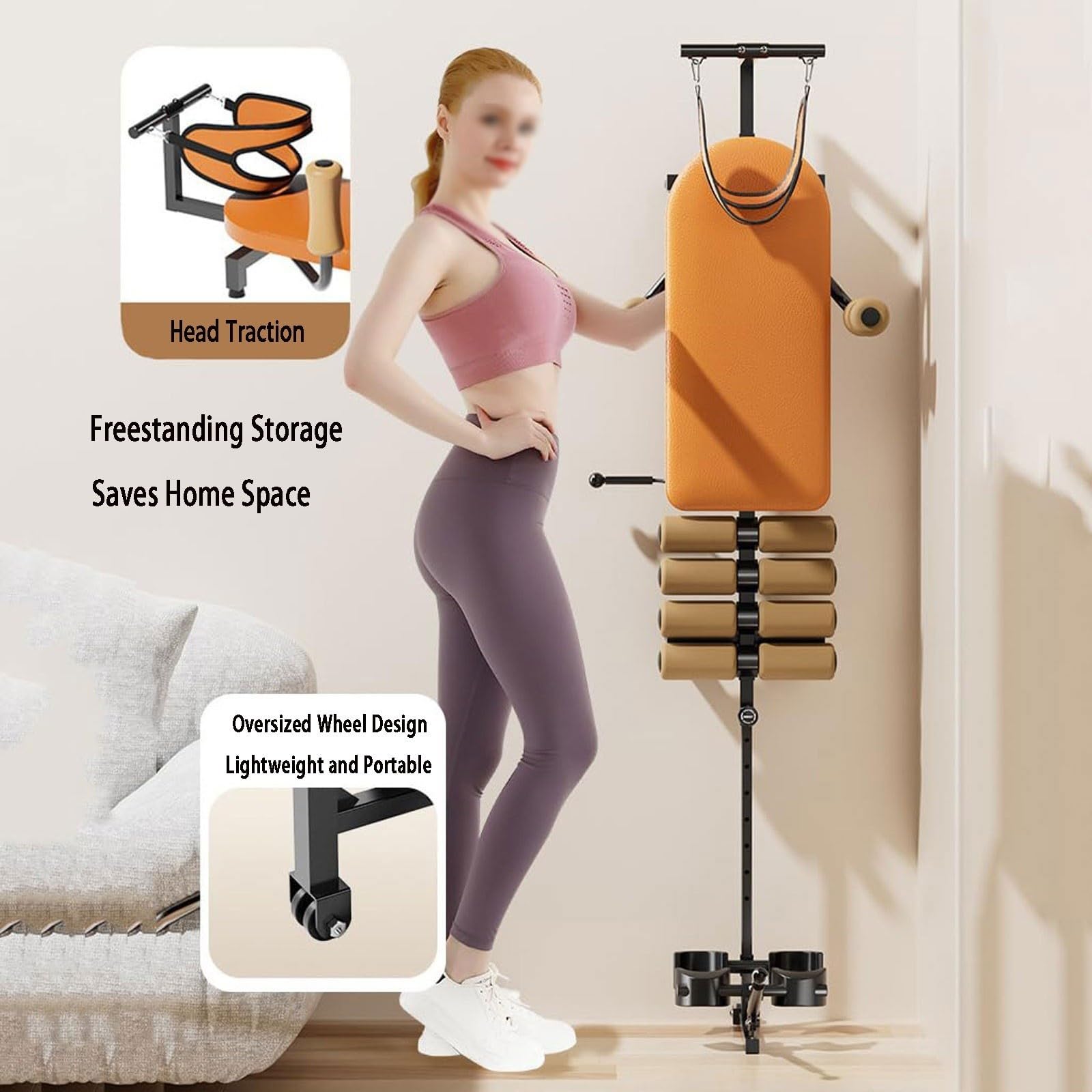 Professionelle Rücken-Stretch-Bank,rückendehner Und Wirbelsäulenstrecker,Mobile Rückenstabilisator,Längenverstellbar Rückentrainer,Belastbarkeit 130kg,Ideal Für Home Gym