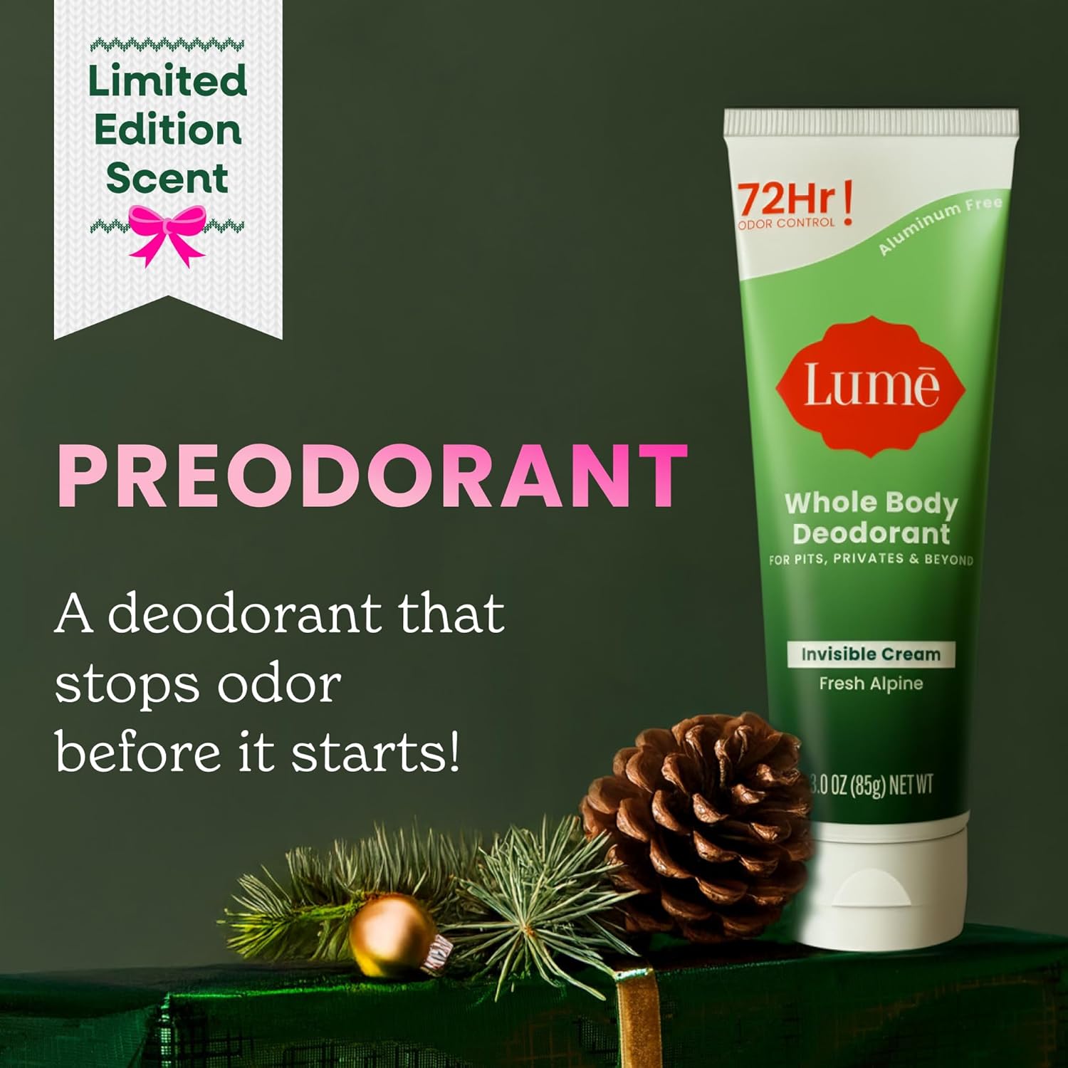 Lume Whole Body Deodorant - Invisible Cream Tube - 72 Hour Odor Control - Doctor Developed - Aluminum Free, Baking Soda Free and Skin Loving - 3.0 Ounce (Fresh Alpine) - Image 3
